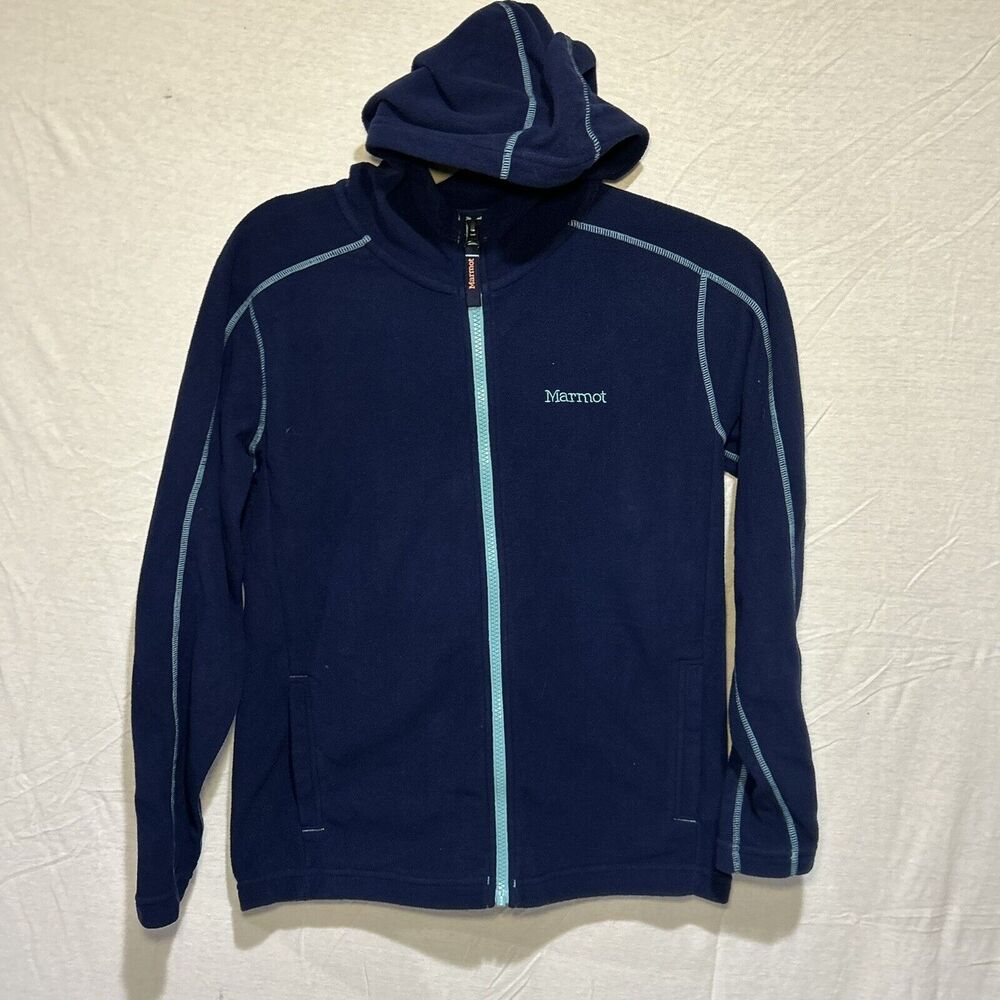 Marmot‎ Girls Full Zip Hooded Fleece Size Xl Blue Light Blue